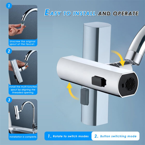 3-in-1 360° Waterfall Kitchen Faucet